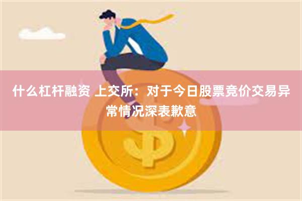 什么杠杆融资 上交所：对于今日股票竞价交易异常情况深表歉意